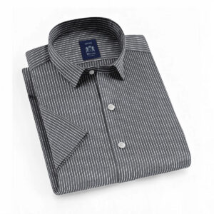 Envoy Sport Casual Wear Tailor Fit Men's Short Sleeve Grey Strip Shirt