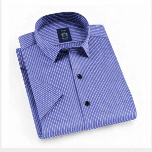 Envoy Sport Casual Wear Tailor Fit Men's Short Sleeve Blue Strip Shirt