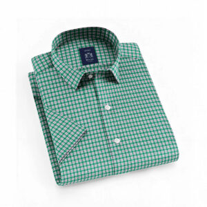 Envoy Sport Casual Wear Tailor Fit Men's Short Sleeve Bluish Green Check Shirt