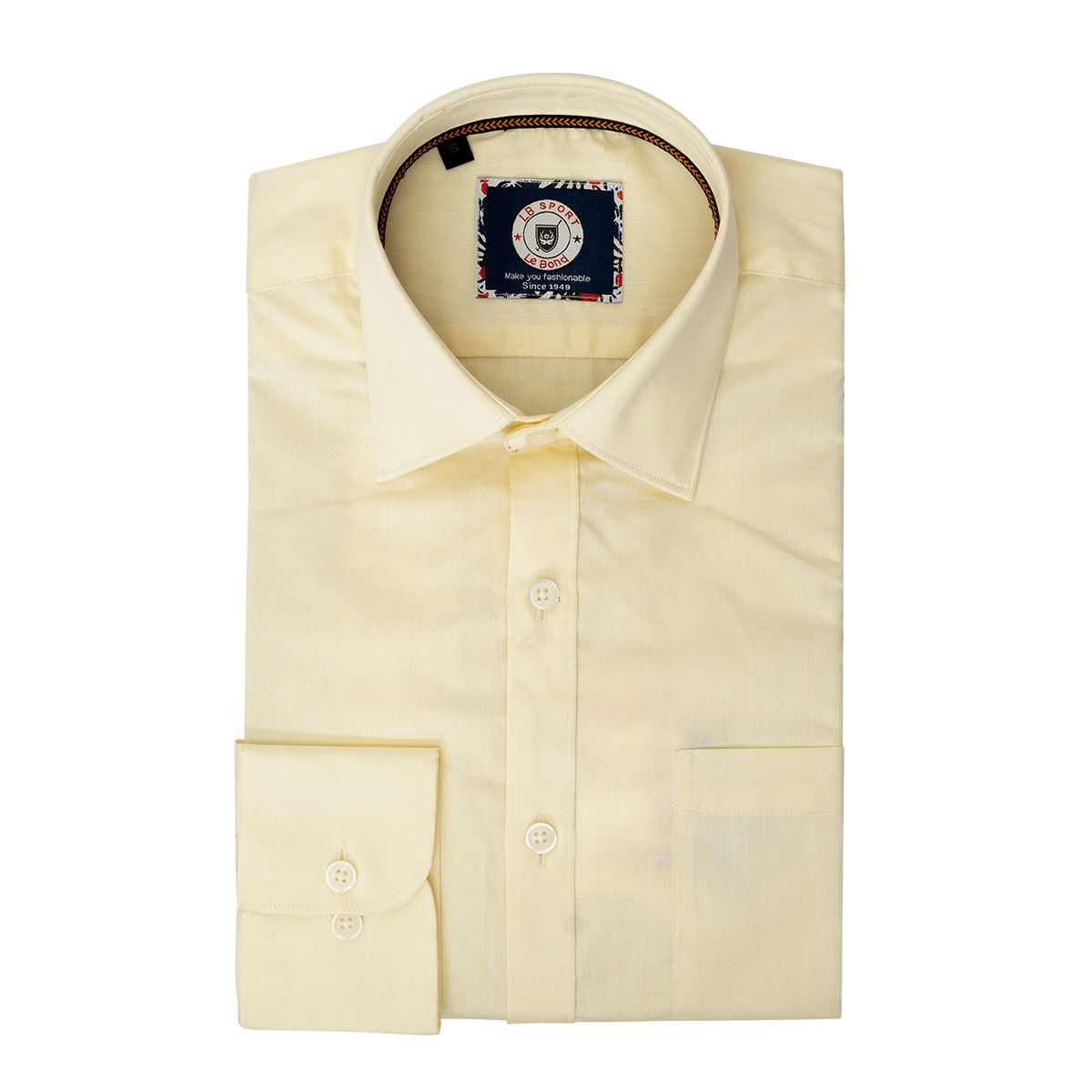 LB Sport Men’s Yellow Slim Fit Casual Long Sleeve Shirt