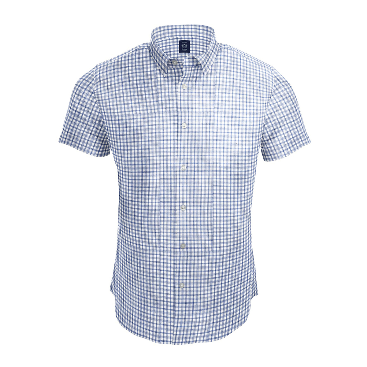 Envoy Sport Casual Wear Tailor Fit Men's Short Sleeve Bluish Grey Check Shirt - Image 2