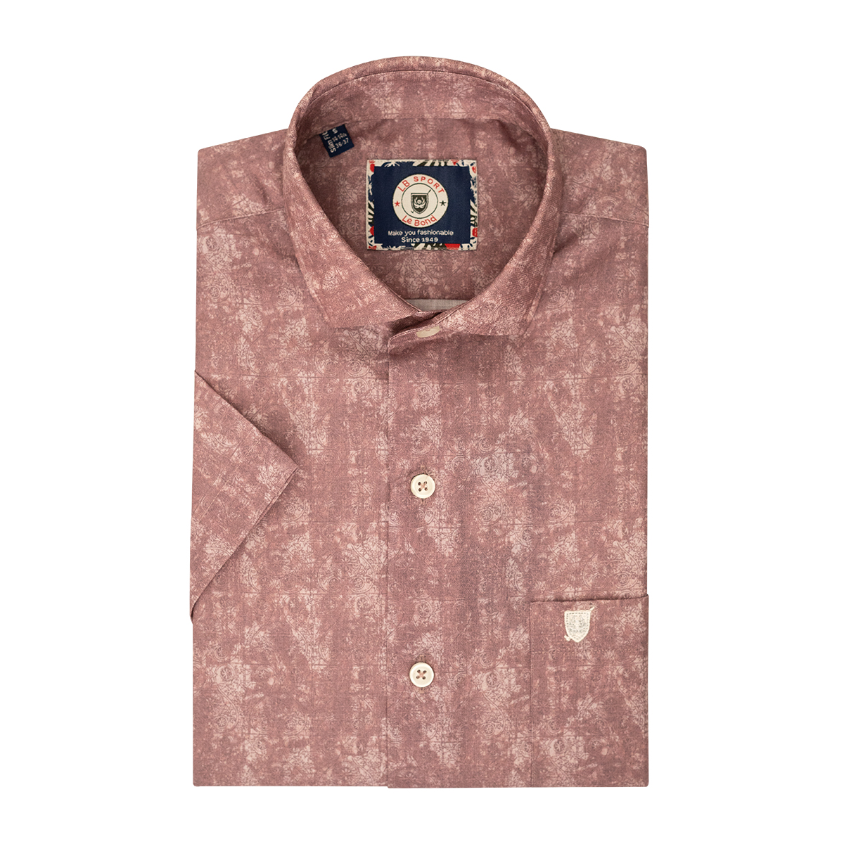 LB Sport Brown Men’s Slim Fit Casual Short Sleeve Shirt