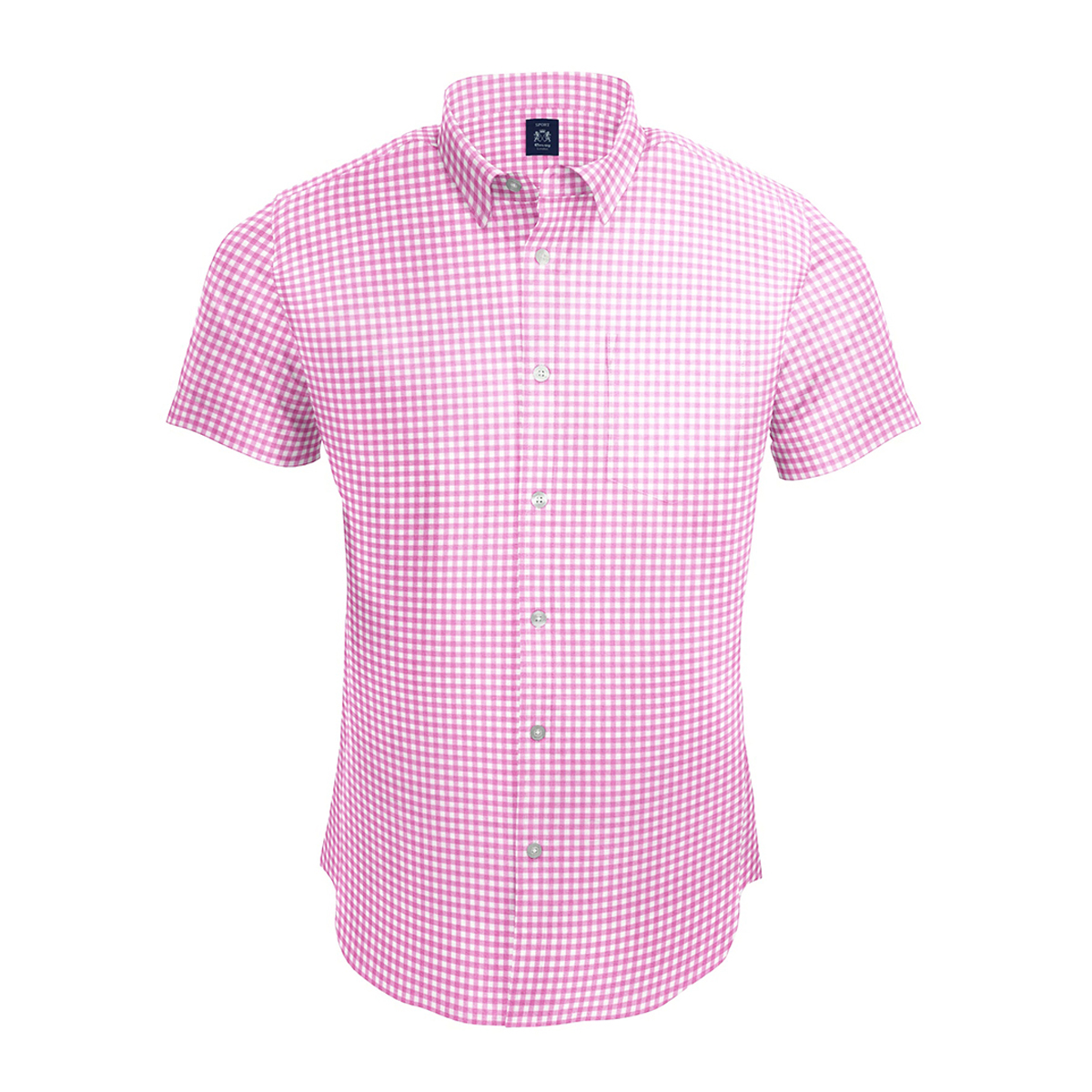Envoy Sport Casual Wear Tailor Fit Men's Short Sleeve Pink Check Shirt - Image 2