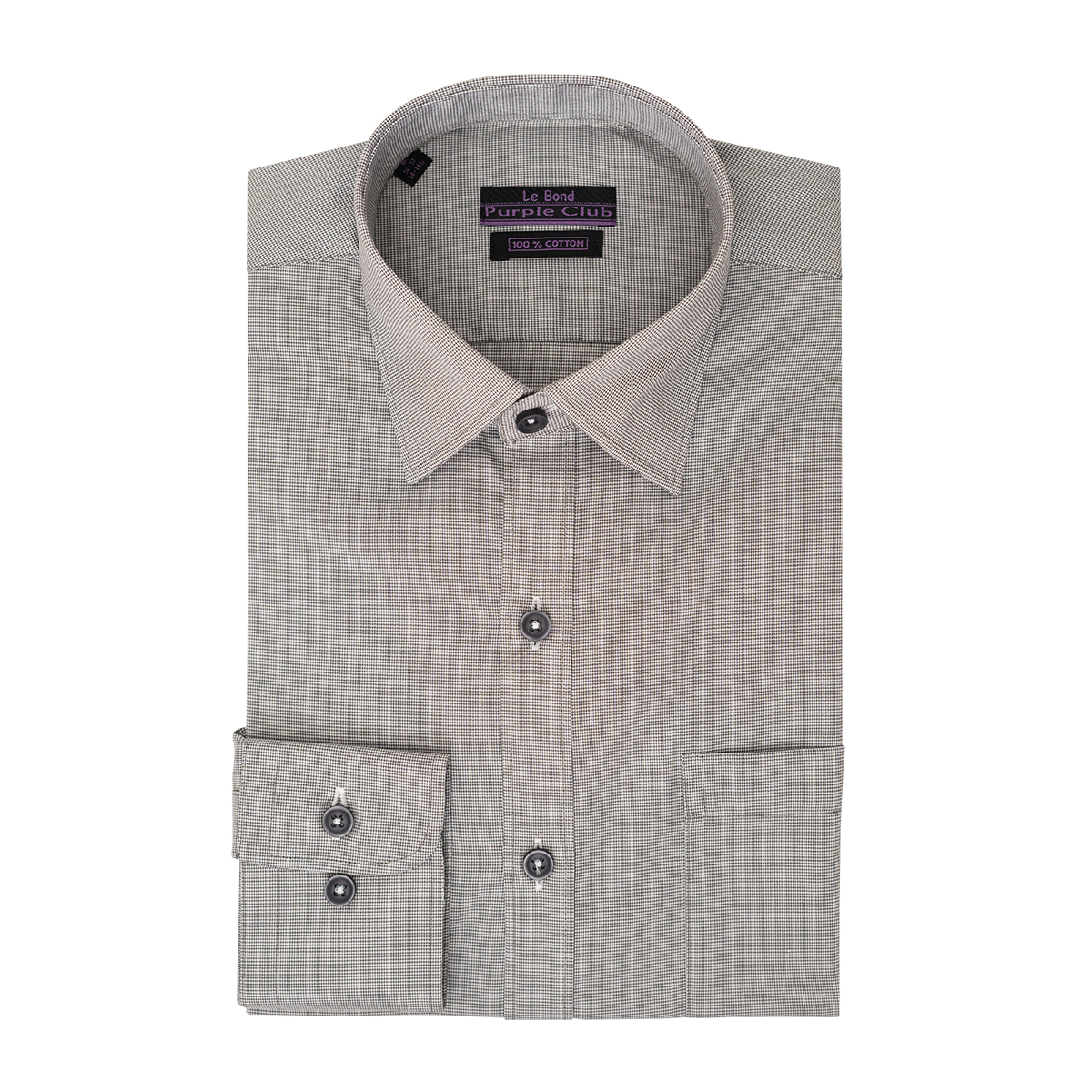 Le Bond Purple Club Black Men’s Slim Fit Formal Wear Long Sleeve Shirt