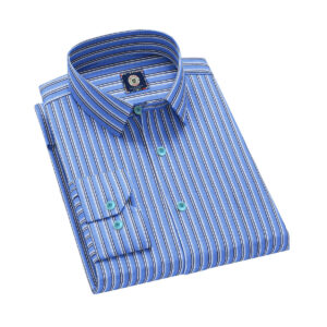LB Sport Blue Stripe Men's Slim Fit Casual Long Sleeve Shirt