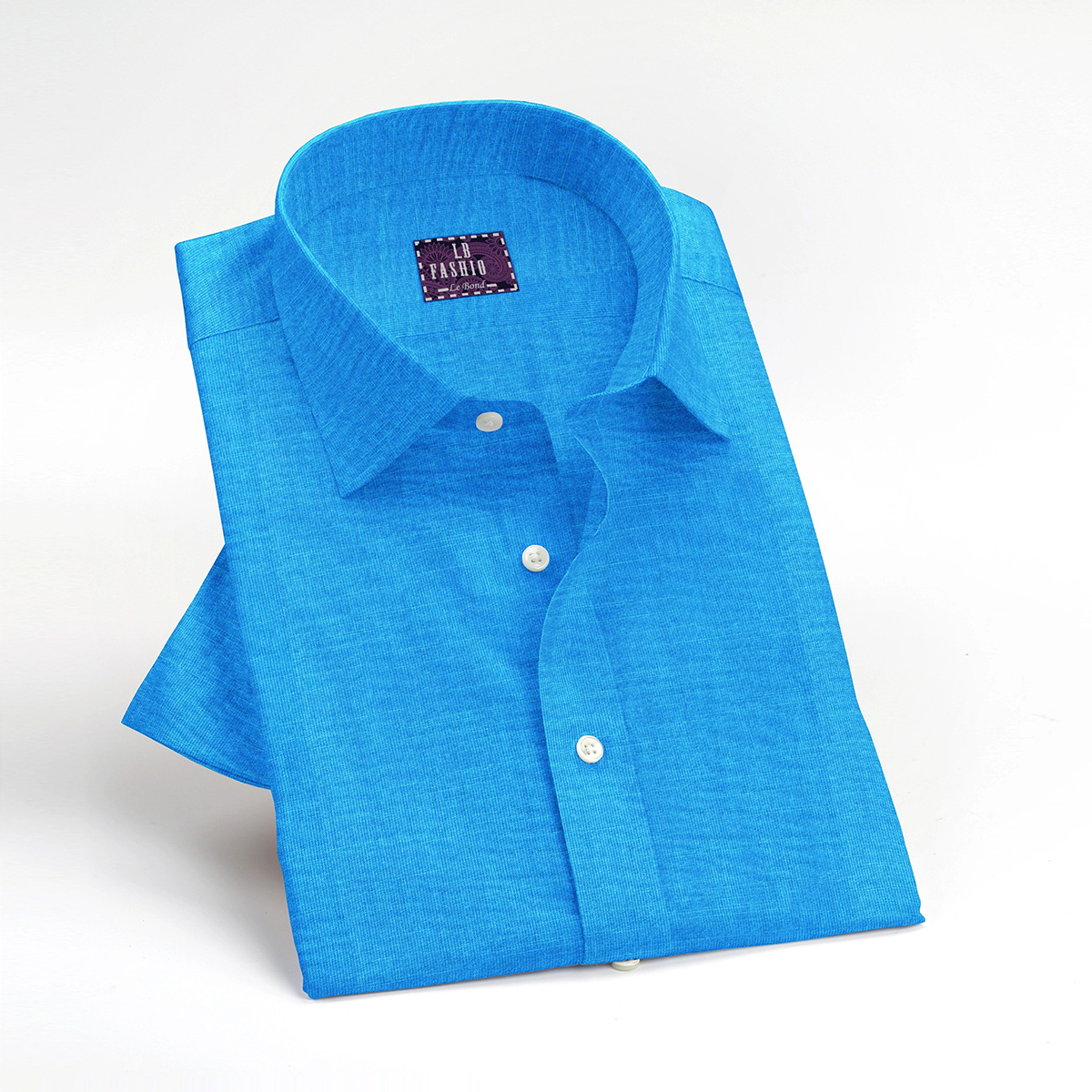 LB Fashion Blue Men’s Slim Fit Casual Long Sleeve Shirt - Image 3