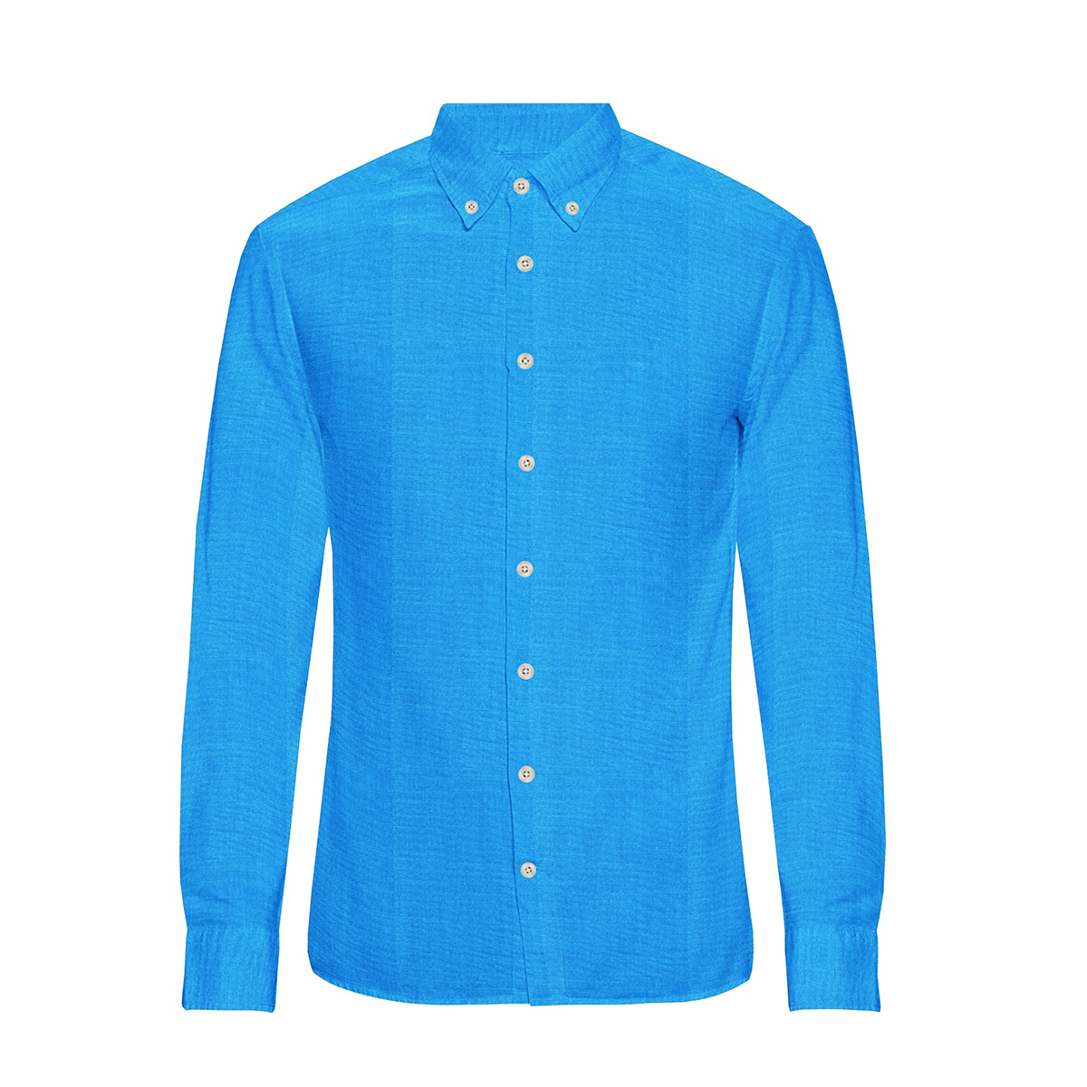LB Fashion Blue Men’s Slim Fit Casual Long Sleeve Shirt - Image 2