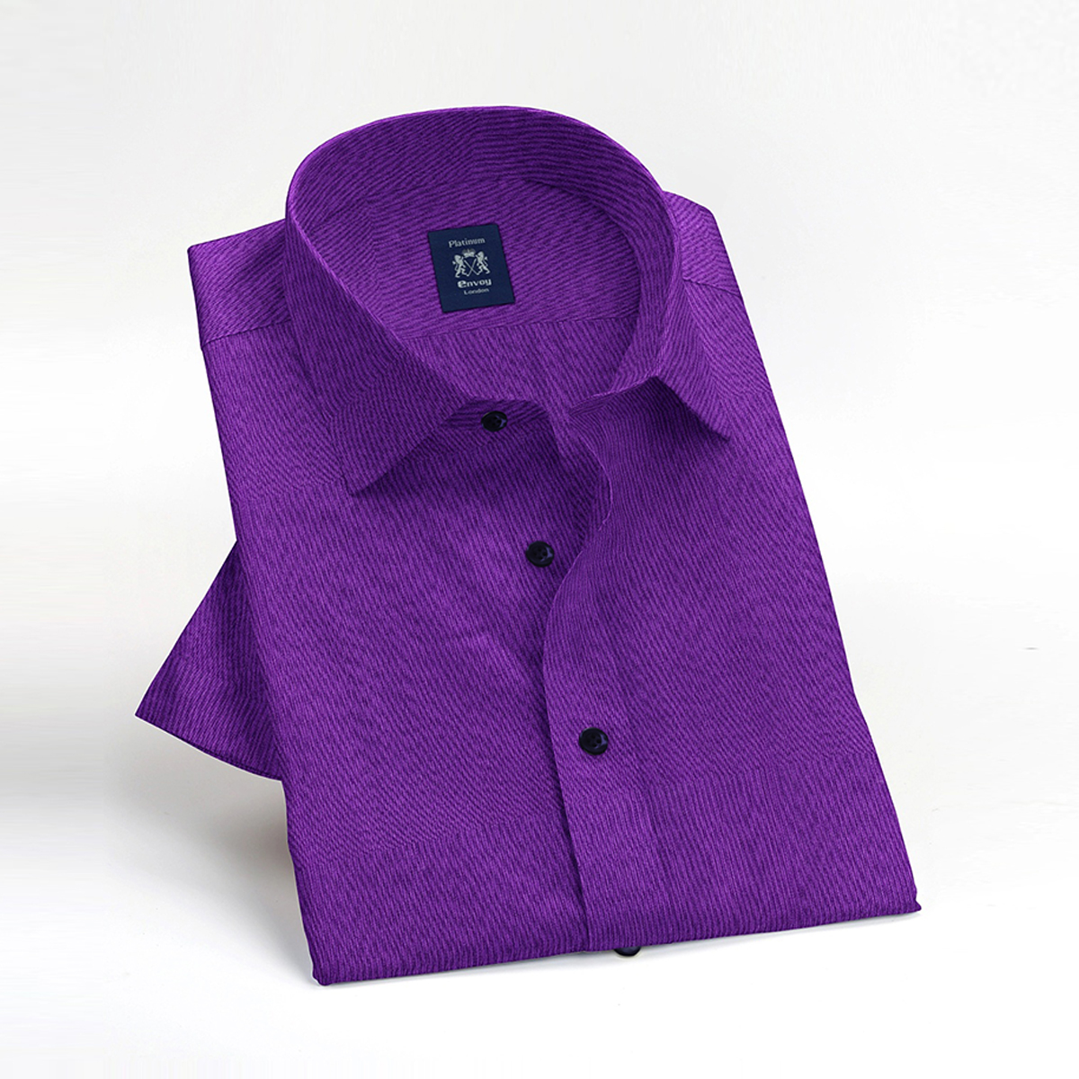 Envoy Italy Purple Men’s Tailor Fit Party Wear Long Sleeve Shirt - Image 3