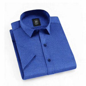 Envoy Italy Blue Men’s Tailor Fit Party Wear Short Sleeve Shirt