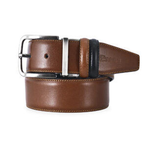 Envoy Luxury Full-Grain Leather Double Side Formal Black And Tan Belt With Embossed Logo