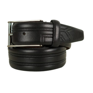 Envoy Luxury Full-Grain Leather Formal Black Men's Belt With Embossed Logo