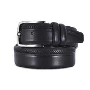 Envoy Luxury Full-Grain Leather Laser Cut Design Formal Black Men's Belt