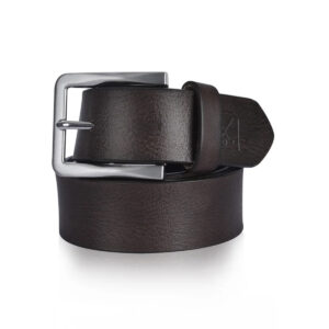 Envoy Sport Full-Grain Leather Casual textured Black Belt With Brown Buckle And Embossed Logo