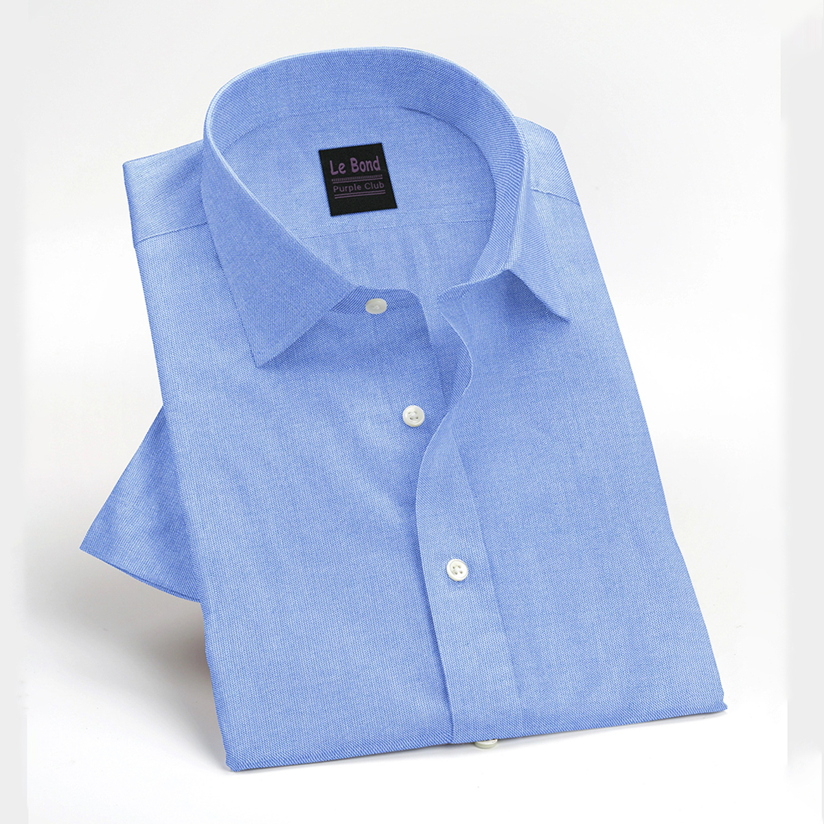 Le Bond Purple Club Elegance Blue Slim Fit Oxford Formal Shirt - Image 3