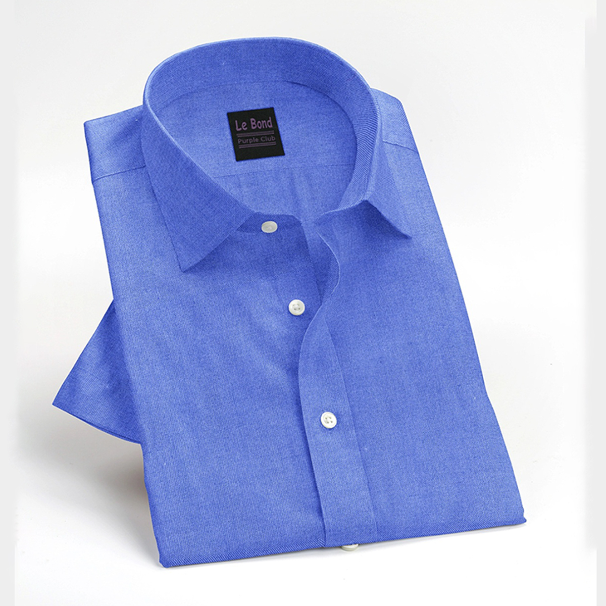 Le Bond Purple Club Elegance Dark Blue Slim Fit Oxford Formal Shirt - Image 3