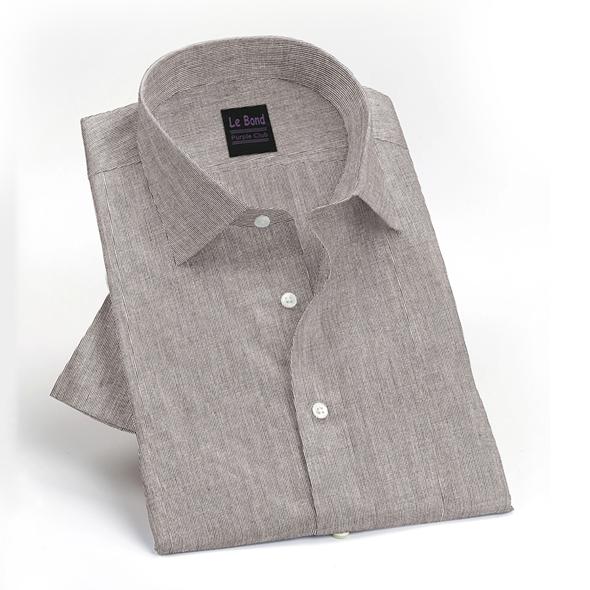 Le Bond Purple Club Elegance Grey Slim Fit Formal Filafil Shirt - Image 3