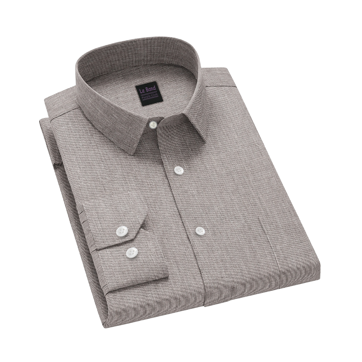 Le Bond Purple Club Elegance Grey Slim Fit Formal Filafil Shirt