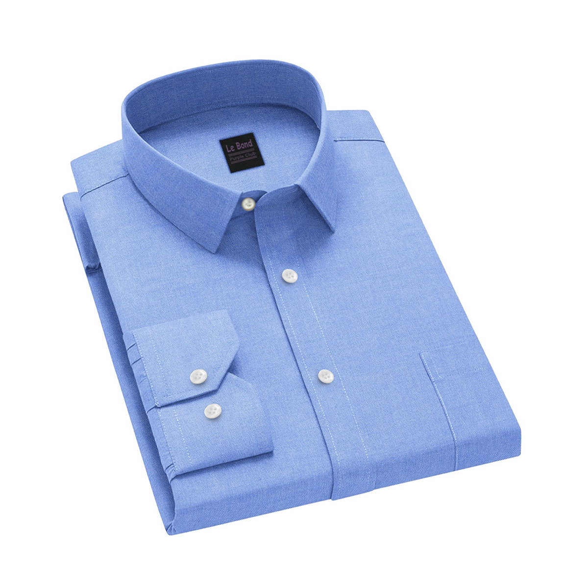 Le Bond Purple Club Elegance Blue Slim Fit Oxford Formal Shirt