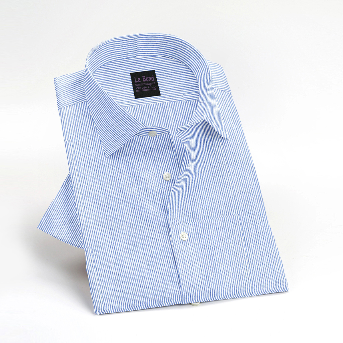Le Bond Purple Club Blue Men’s Slim Fit Formal Wear Long Sleeve Shirt - Image 3