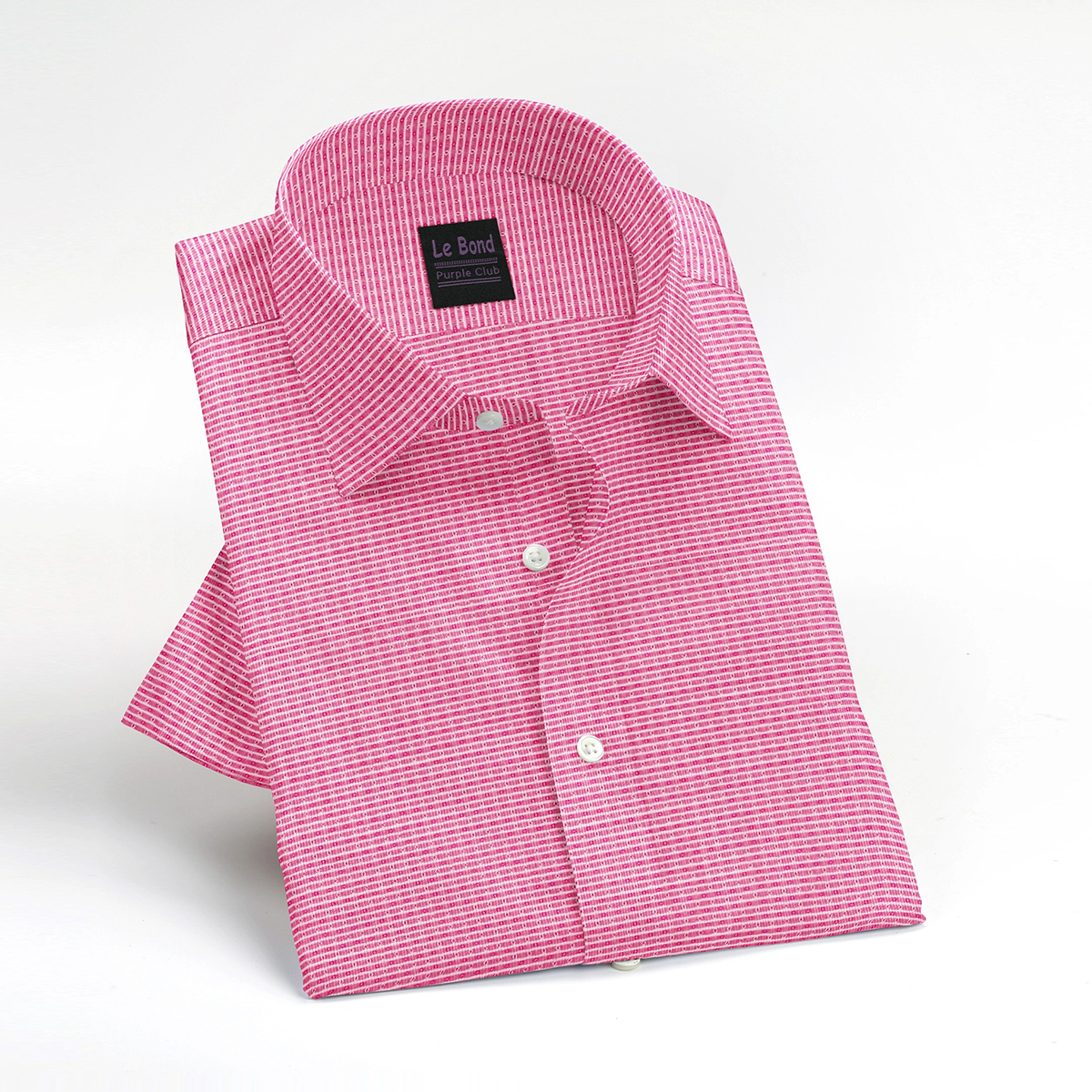 Le Bond Purple Club Pink Men’s Slim Fit Formal Wear Long Sleeve Shirt - Image 3