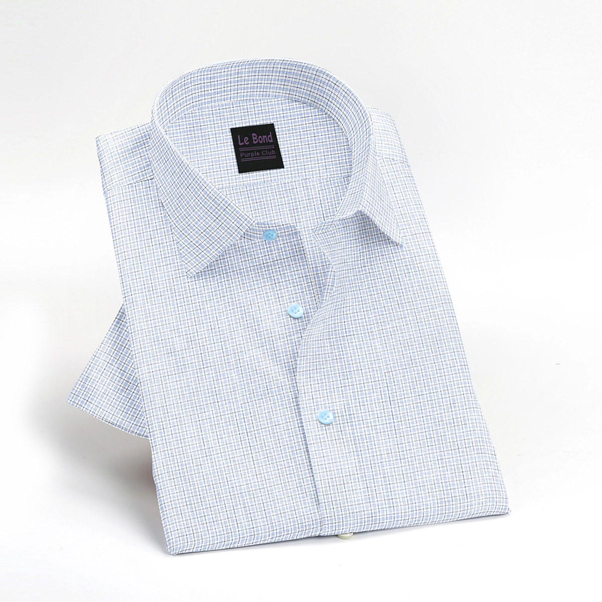 Le Bond Purple Club Blue Men’s Slim Fit Formal Wear Long Sleeve Shirt - Image 3
