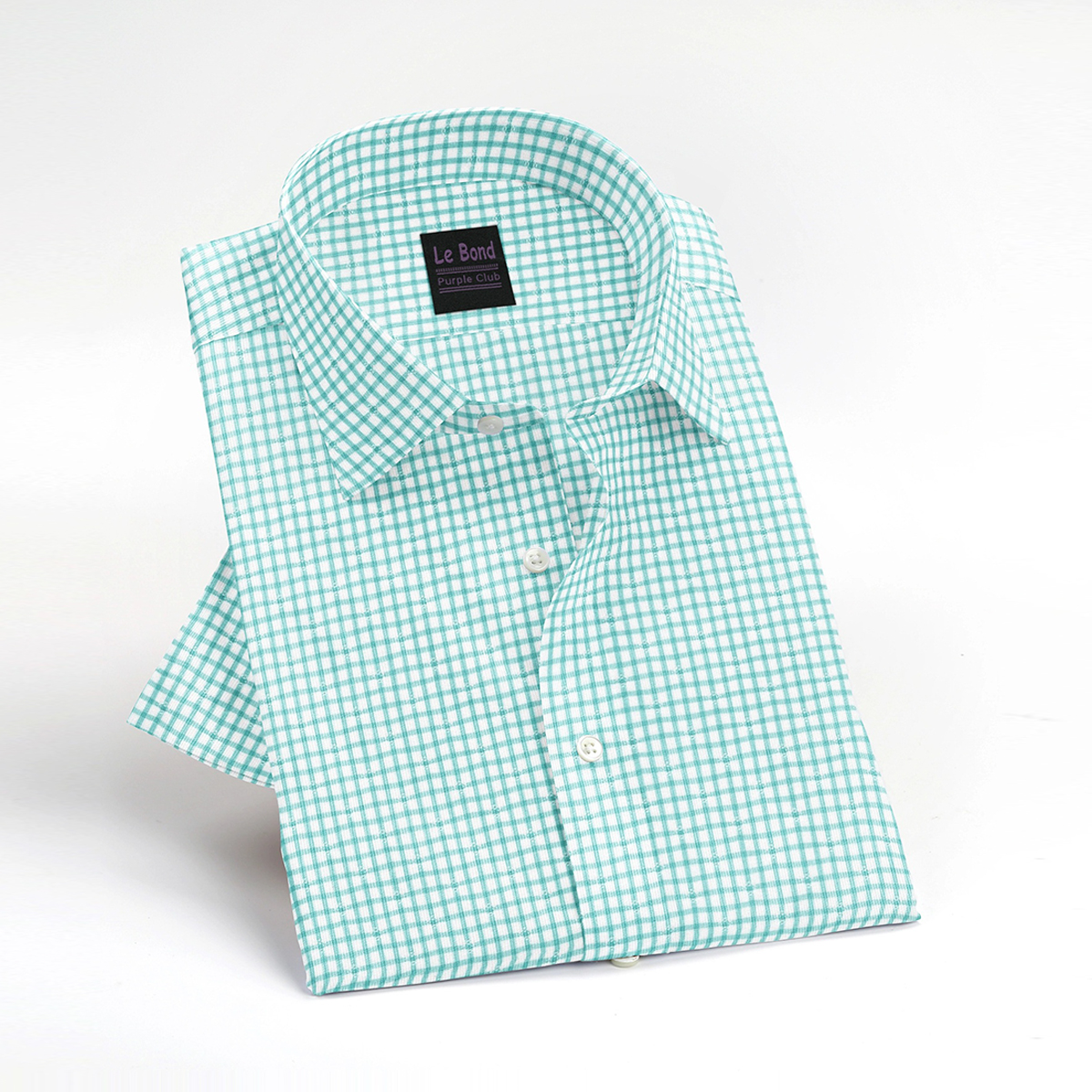 Le Bond Purple Club Green Men’s Slim Fit Formal Wear Long Sleeve Shirt - Image 3