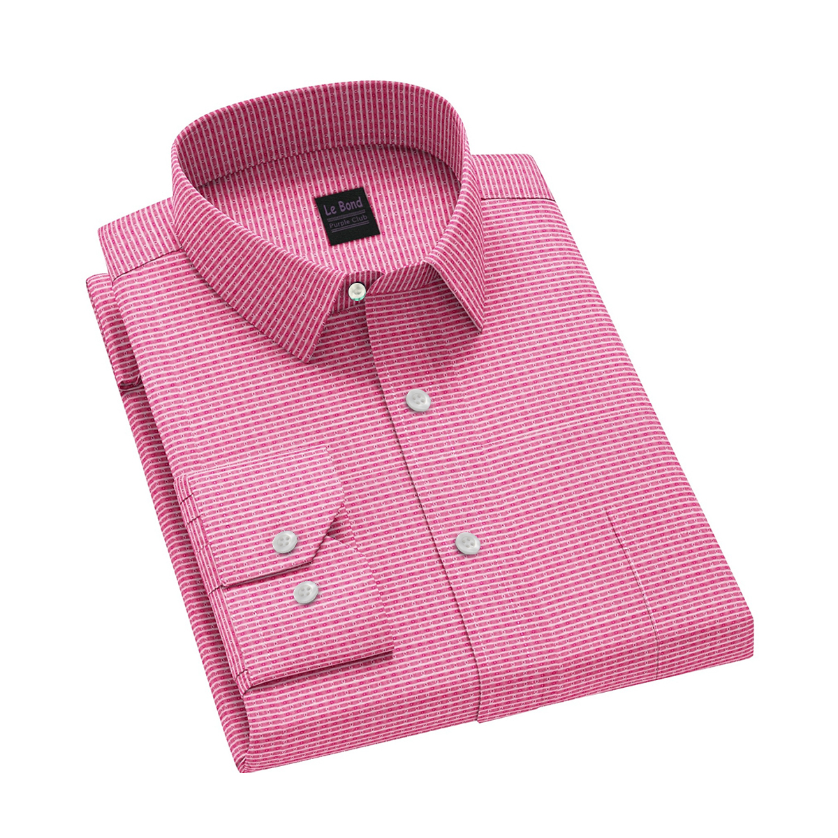 Le Bond Purple Club Pink Men’s Slim Fit Formal Wear Long Sleeve Shirt