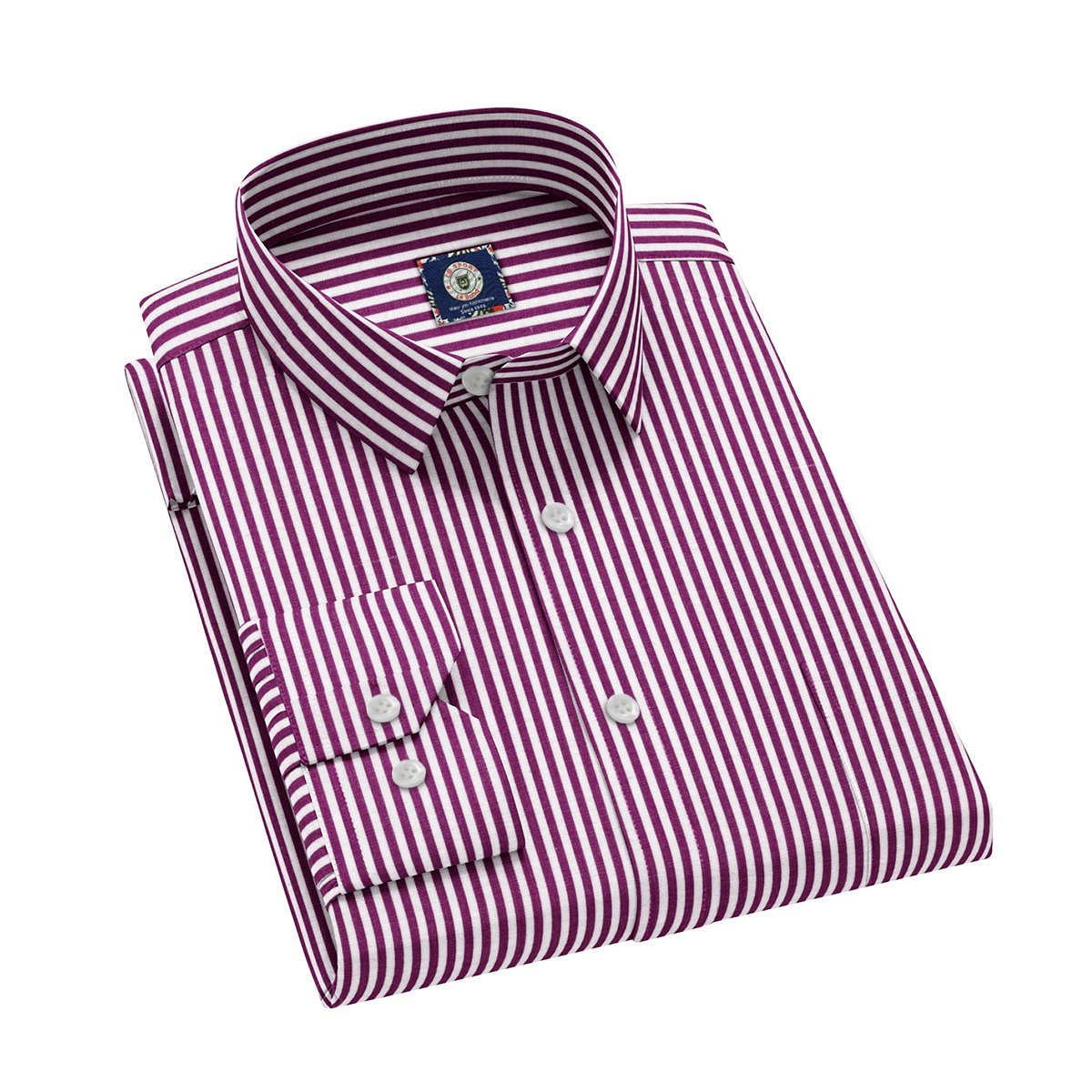 LB Sport Purple Stripe Men's Slim Fit Casual Long Sleeve Shirt