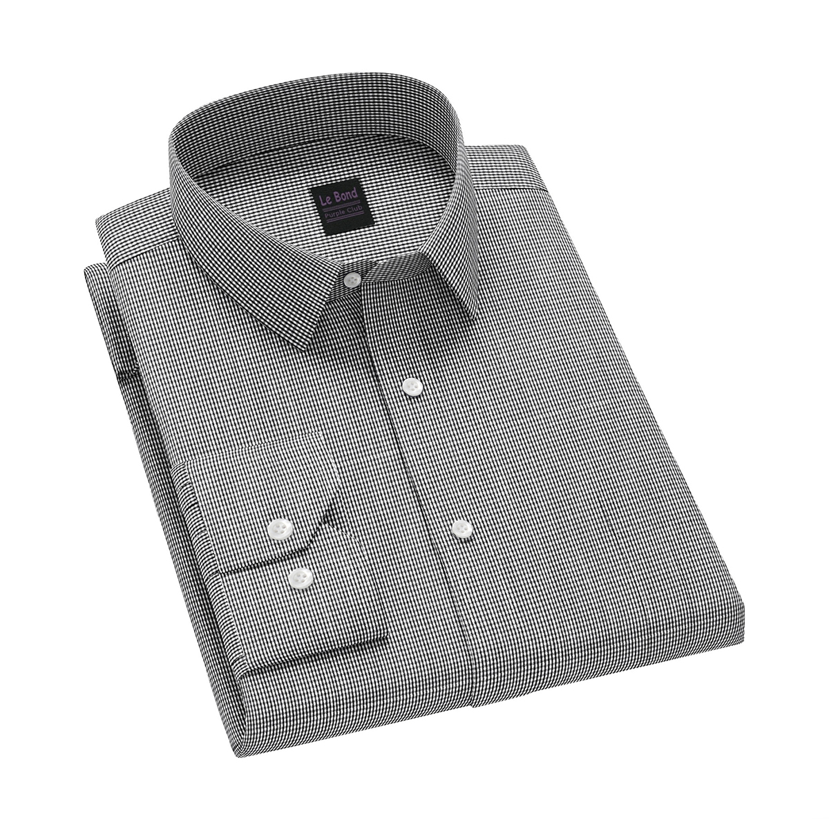 Le Bond Purple Club Black Men’s Slim Fit Formal Wear Long Sleeve Shirt