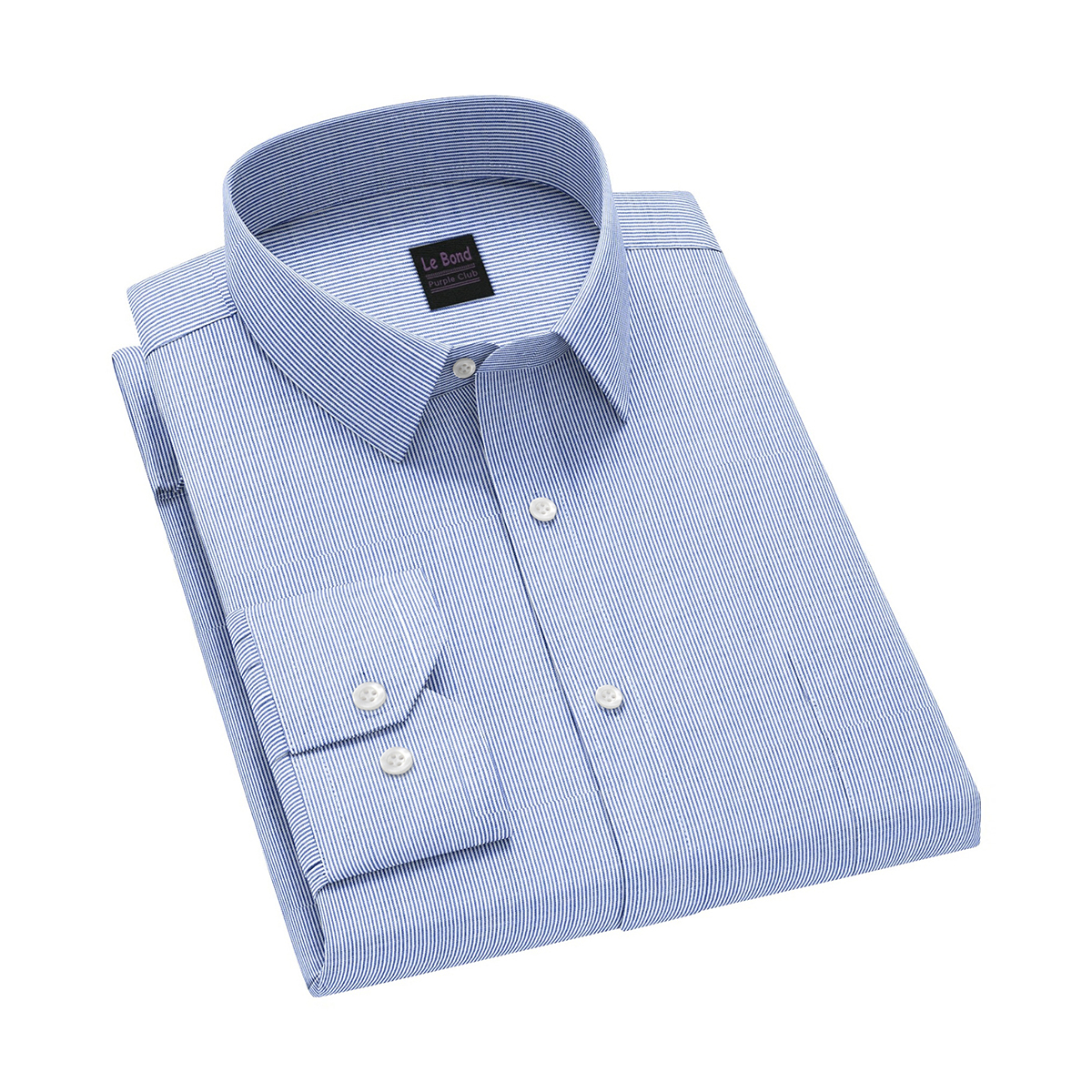 Le Bond Purple Club Blue Men’s Slim Fit Formal Wear Long Sleeve Shirt