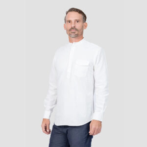 Envoy Sport Men’s Casual Tailor Fit Shirt Tunic Collar White