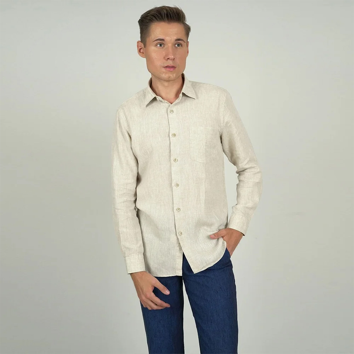 Envoy Men’s Tailor Fit Casual Linen Shirt
