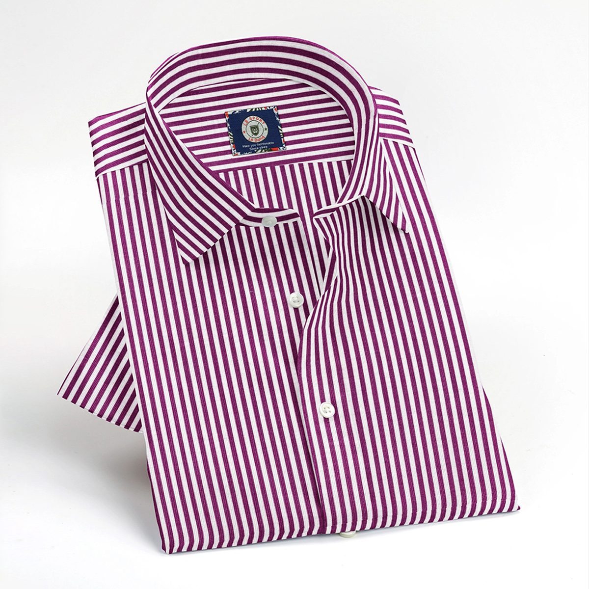 LB Sport Purple Stripe Men's Slim Fit Casual Long Sleeve Shirt - Image 3