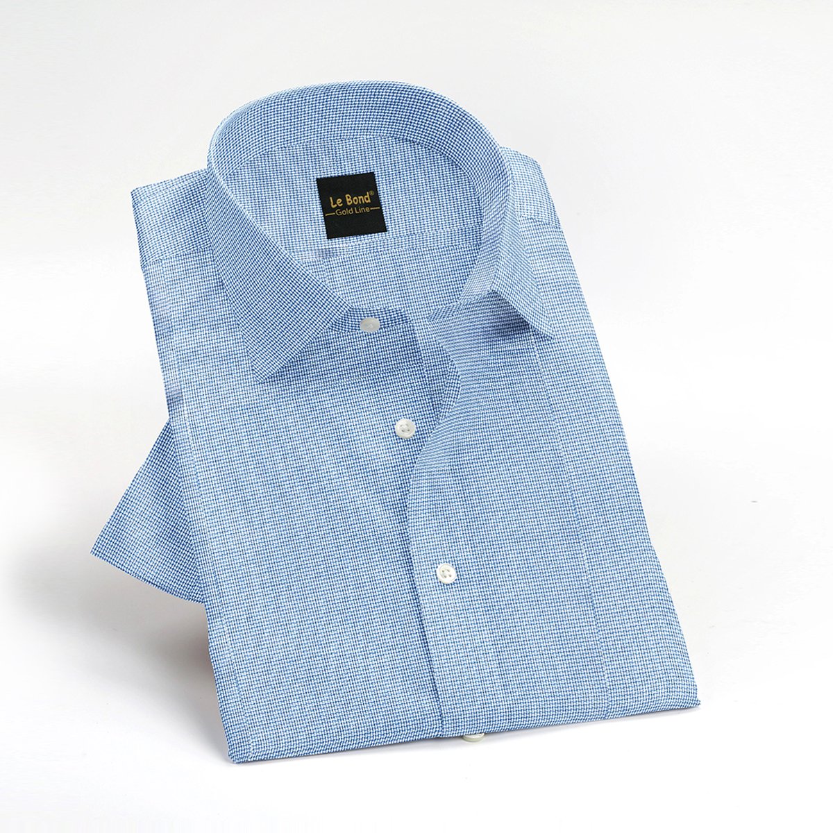 Le Bond Gold Line Blue Men’s Tailor Fit Formal Wear Long Sleeve Shirt - Image 3