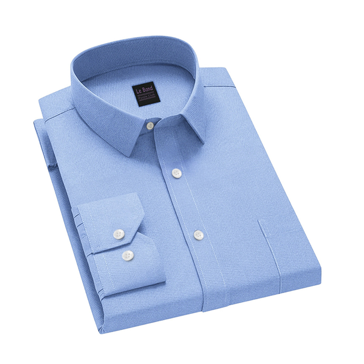Le Bond Purple Club Blue Slim Fit Long Sleeve Men’s Shirt