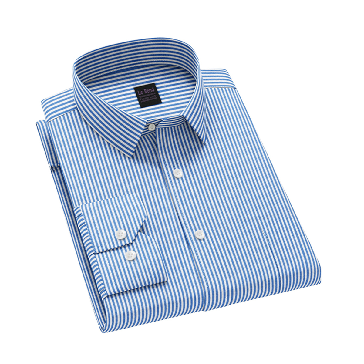 Le Bond Purple Club Blue Slim Fit Long Sleeve Men’s Shirt