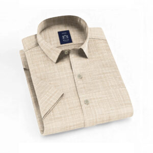 Envoy Sport Beige Tailor-Fit Short Sleeve Men’s Shirt