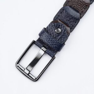 FH Men's Casual Full Grain Leather Brown & Blue Belt