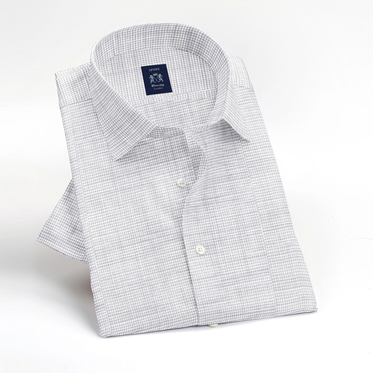 Envoy Sport Grey Tailor-Fit Short Sleeve Men’s Shirt - Image 2