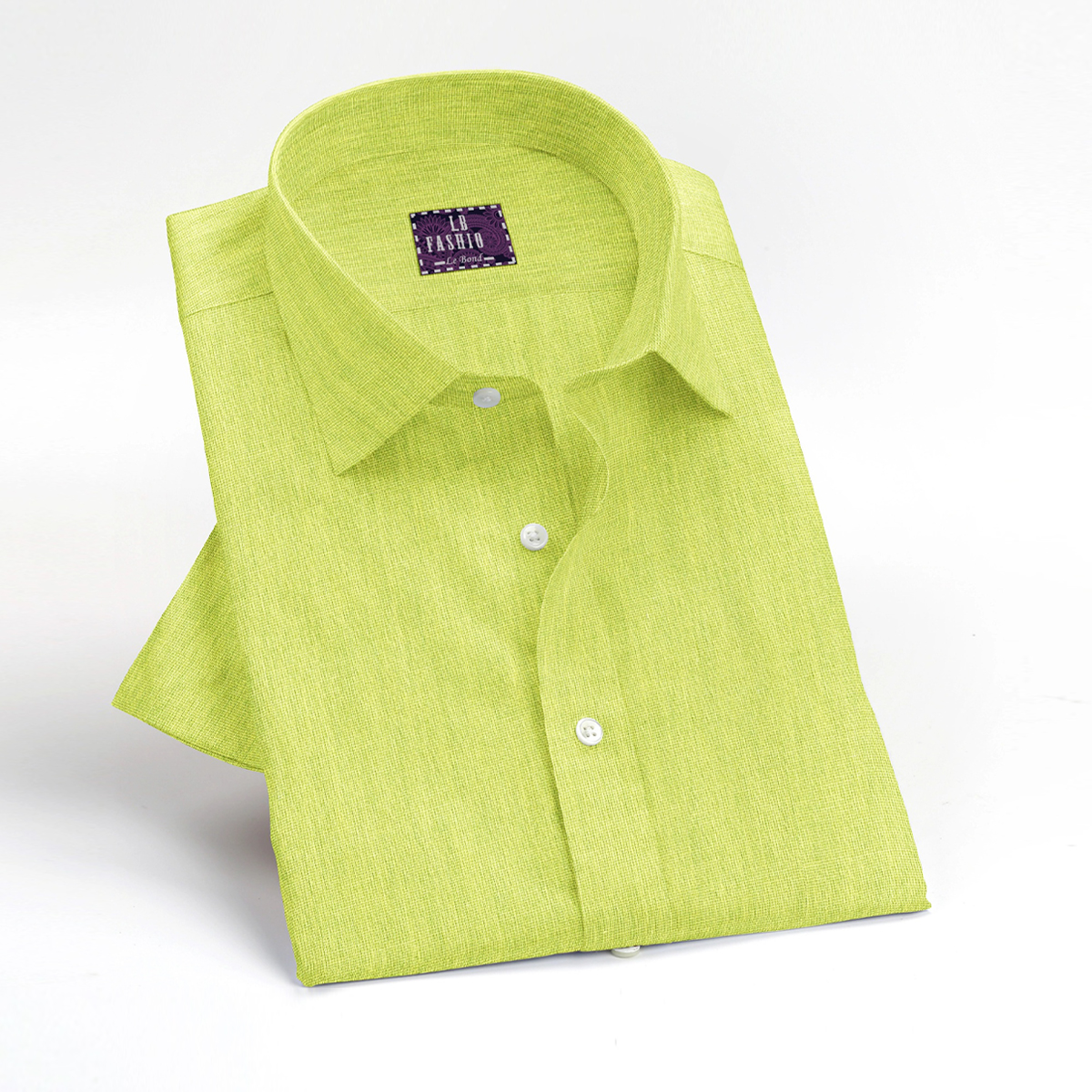 LB Fashion Green Slim Fit Long Sleeve Men’s Shirt - Image 2