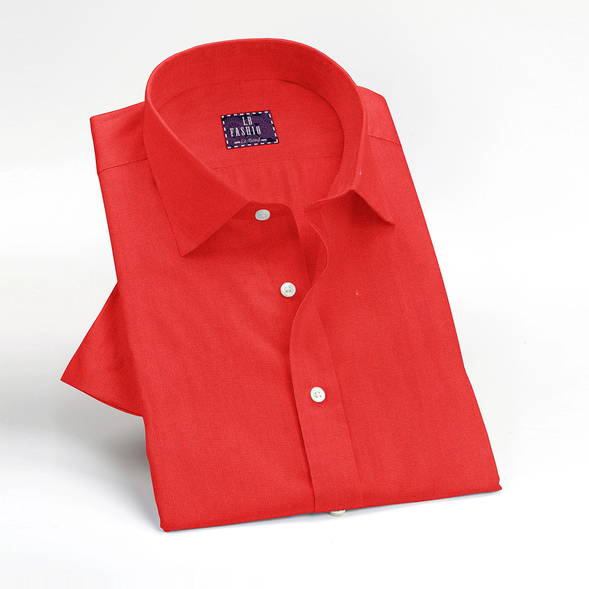 LB Fashion Red Slim Fit Long Sleeve Men’s Shirt - Image 2