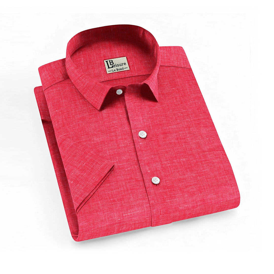 LB Leisure Men’s Pink Regular Fit Short Sleeve Shirt