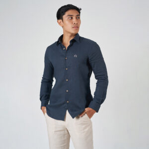 Envoy Men's Linen Dark Blue Shirt`