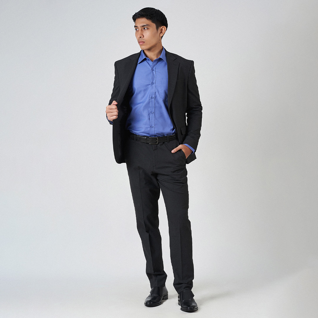 Le Bond Purple Club Men’s Charcoal Grey Slim Fit Suit - Image 2