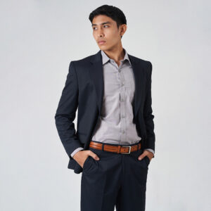 Le Bond Purple Club Men’s Dark Blue Slim Fit Suit
