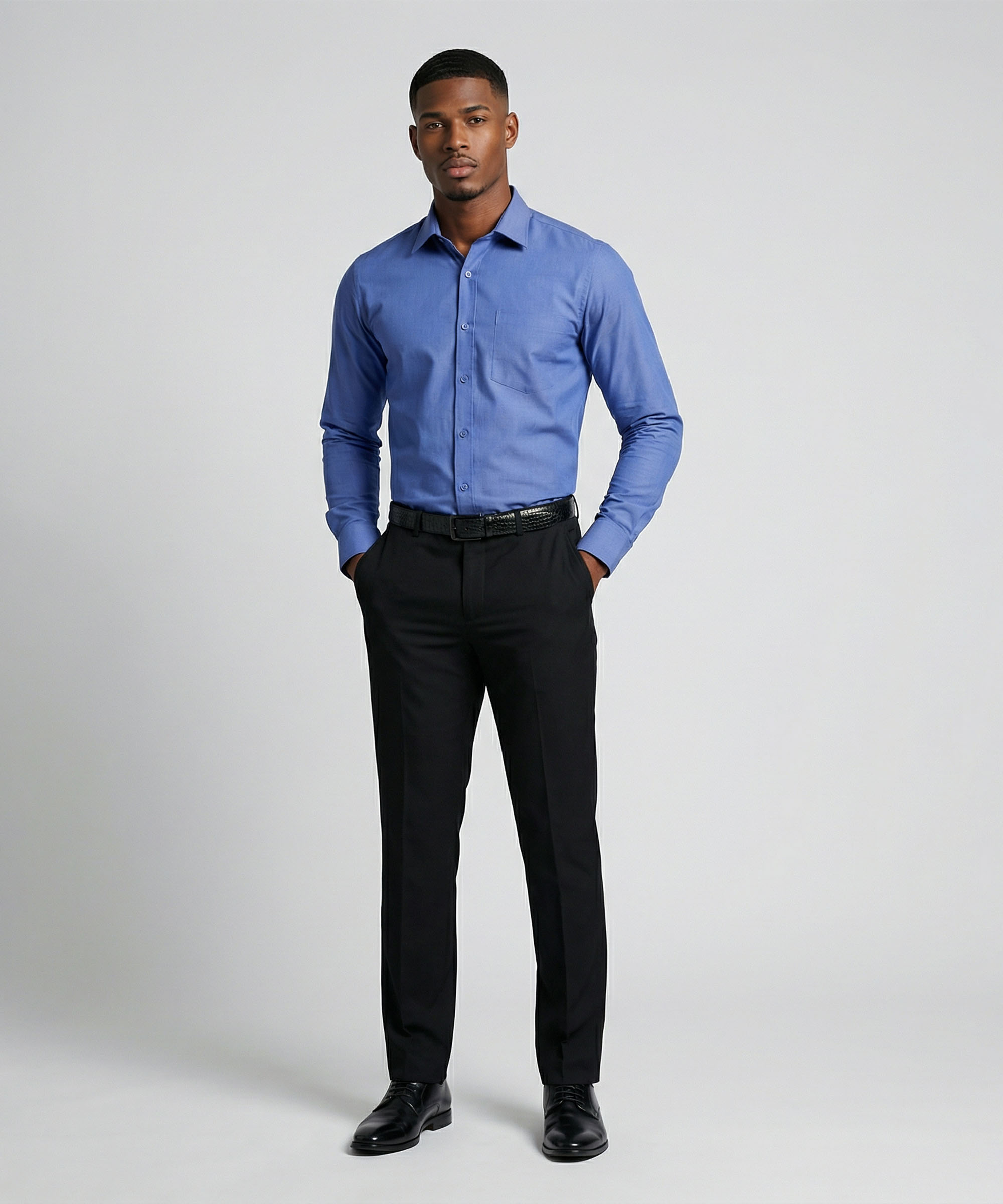 Le Bond Purple Club Dark Blue Slim Fit Long Sleeve Men’s Shirt - Image 2