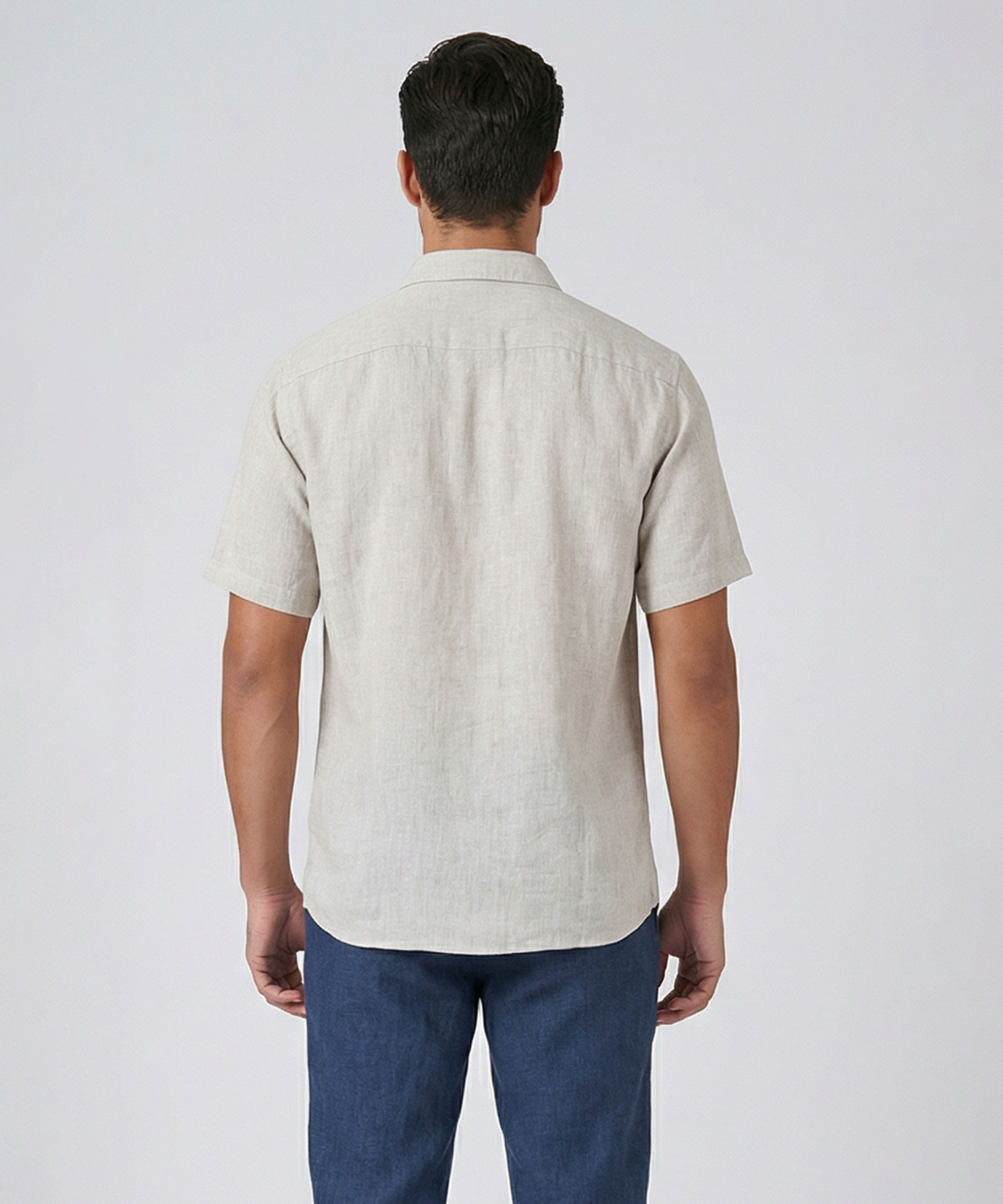 Envoy Linen Men's Beige Regular Fit Plain Shirt - Image 3
