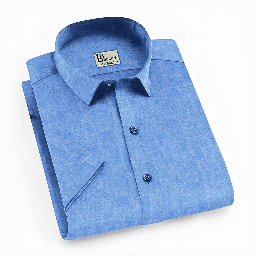 LB Leisure Men’s Blue Regular Fit Short Sleeve Shirt