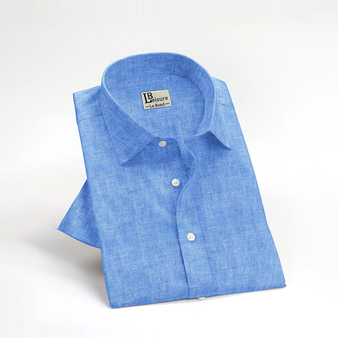 LB Leisure Men’s Blue Regular Fit Short Sleeve Shirt - Image 2