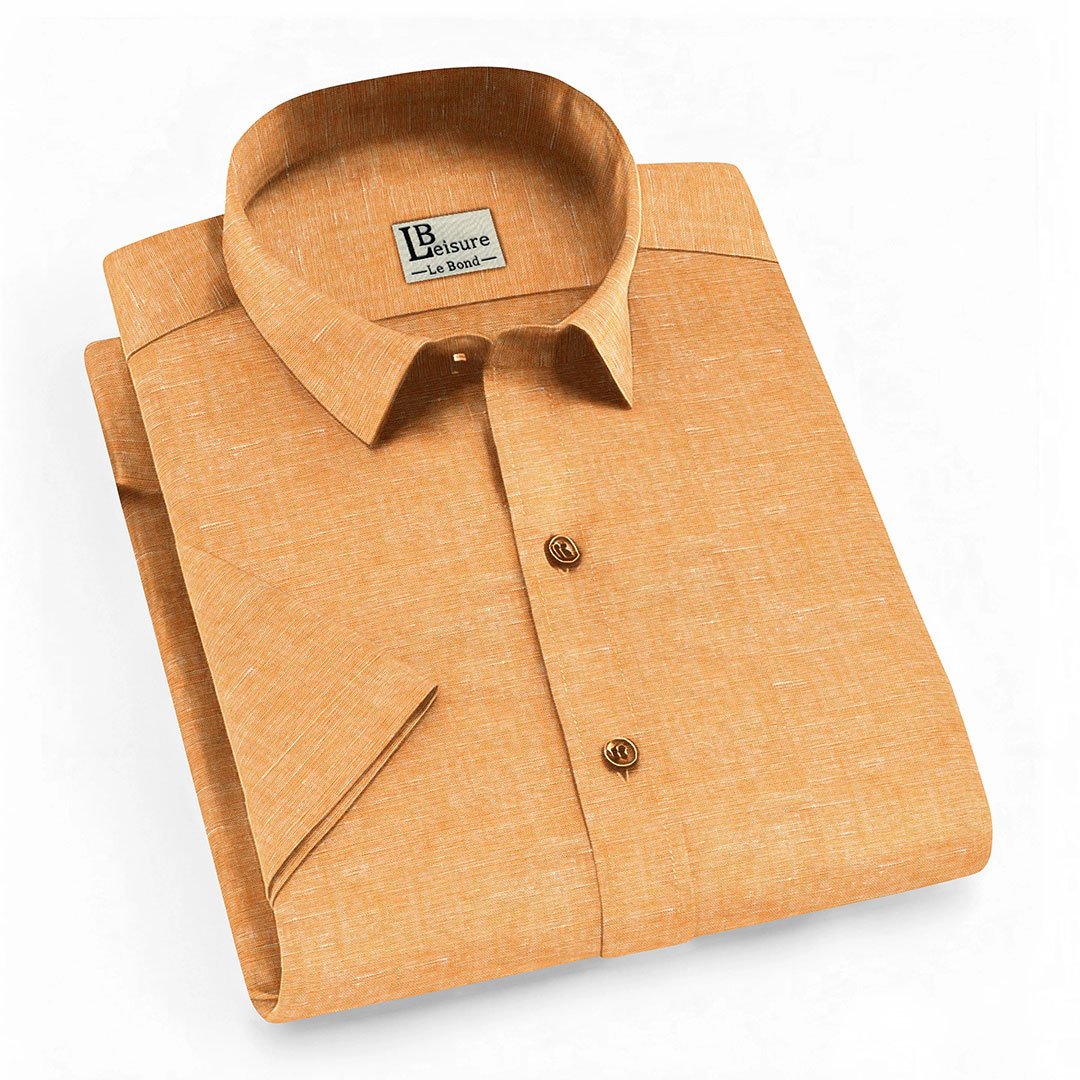 LB Leisure Men’s Orange Regular Fit Short Sleeve Shirt